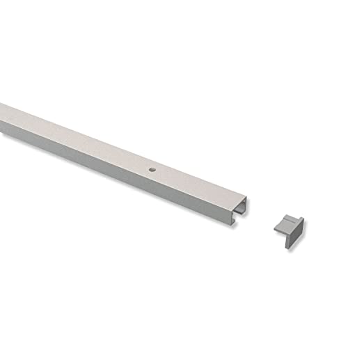 INTERDECO Gardinenschienen vorgebohrt Silber-Grau 1-läufige Vorhangschienen aus Aluminium, Primax, 100 cm