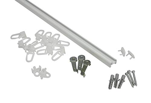 GARDINIA Aluminium-Schiene 13 mm, 1-läufige Vorhangschiene, Gardinenstange, Inkl. Zubehör, 120 cm, Weiß