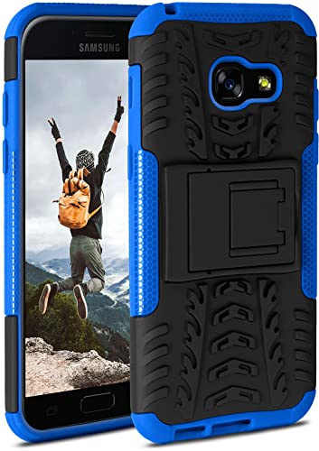 ONEFLOW Tank Case kompatibel mit Samsung Galaxy A3 (2017) - Hülle Outdoor stoßfest, Handyhülle mit Ständer, Kamera- und Bildschirmschutz, Handy Hardcase Panzerhülle, Horizon - Blau